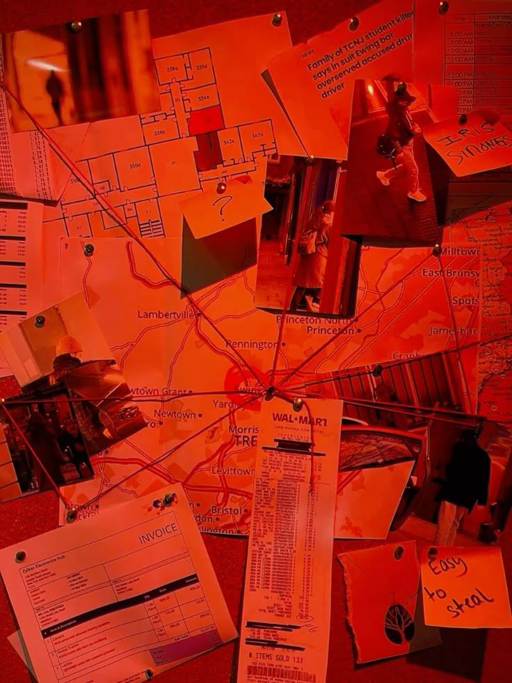 tableau d'enquête réunissant des preuves
